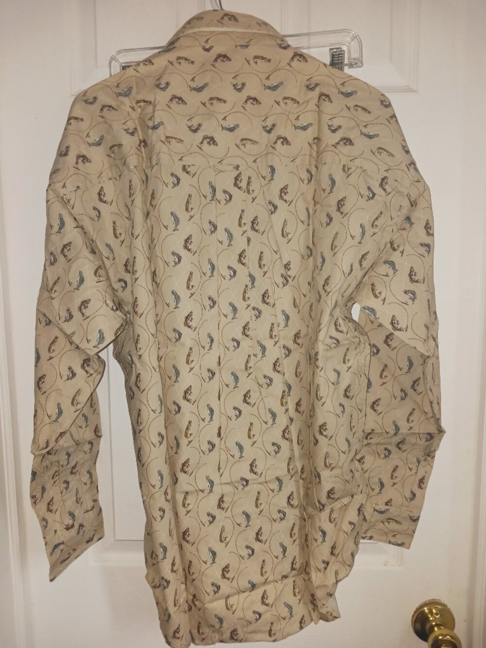 Chaps Ralph Lauren Fly Fishing Print Long Sleeve Button Up Shirt Pockets M NWT - Picture 2 of 5